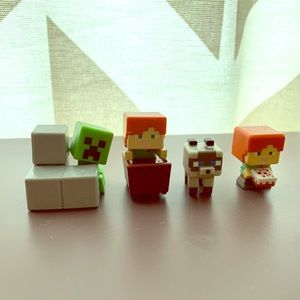 Minecraft Mini figures. Creeper, Siamese, and Alex